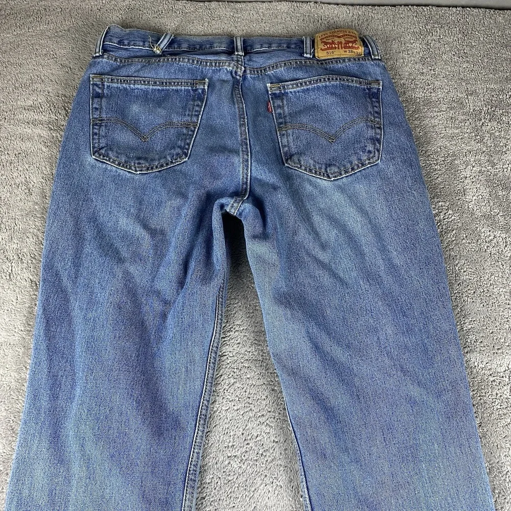 Levis 516 Classic Straight Jeans Mens 38x32 Blue Medium Wash High‎ Rise Vintage